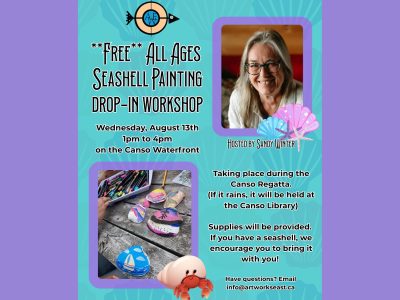 Free All Ages Seashell Painting Drop-In Workshop with Sandy Winter (Canso)
