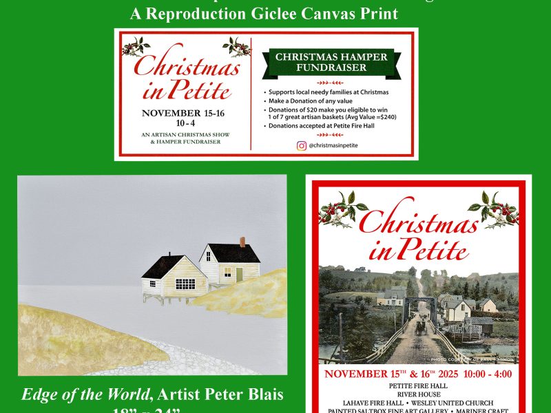 Maritime Painted Saltbox Fine Art Gallery contributes canvas print for Christmas in Petite Christmas Hamper Fundraiser Prizes