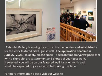 Submissions are open for the Featured Artist Wall 2027 at Tides Art Gallery